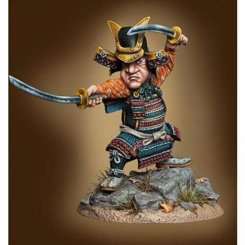 54MM Kawaii Cartoon Character Statue Japanese Samurai Unpainted Resin Model Kit figure Free Shipping