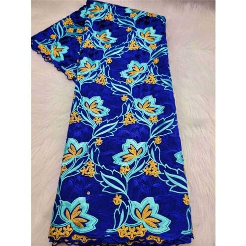 African 100% Cotton Lace Fabric High Quality 2021 Swiss Voile Material Nigerian Coton Cloth Embroidery For Dress 5 Yards NC1