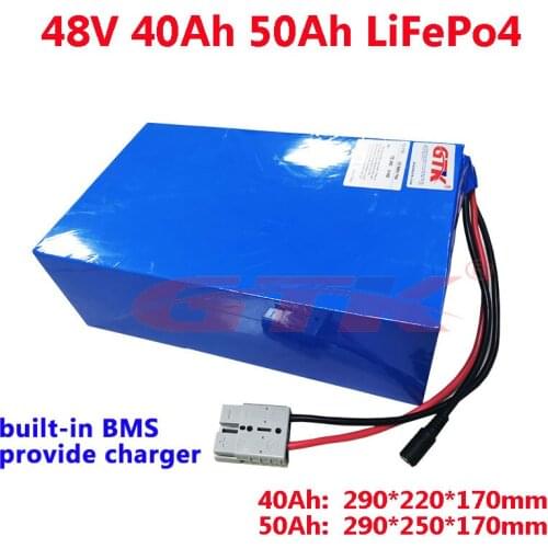48V 40Ah 50Ah lifepo4 battery pack with built-in BMS for electric bike bicycle power tools electric scooter electric tricycle