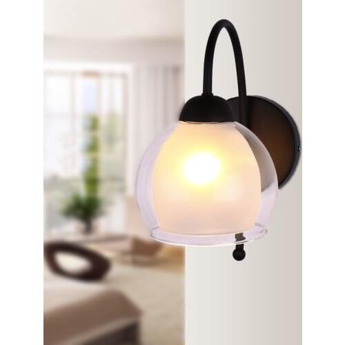 Antique coffee shop bedside living room hotel project wall lamp modern minimalist glass wrought iron wall lamp LB120713