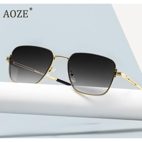 AOZE 2021 new fashion women square Sunglasses retro men metal brand design sunglasses UV400 Oculos De Sol