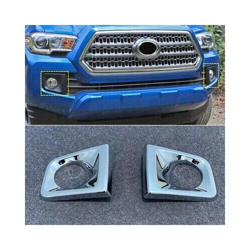 Car Accessories Chrome Front Fog Light Cover Trim 2pcs For Toyota Tacoma 16-19
