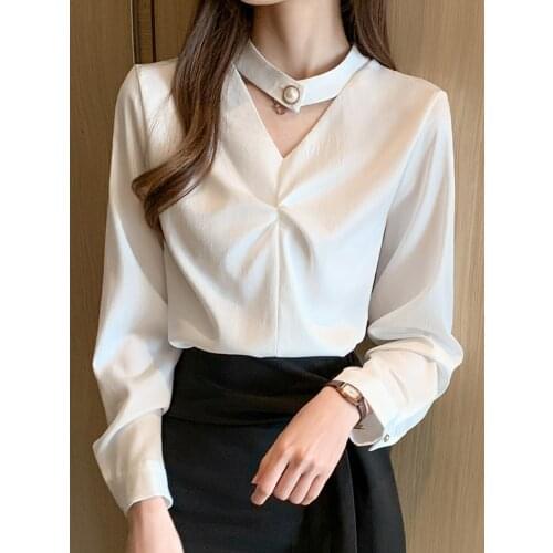 Blusas Mujer De Moda 2021 Long Sleeve Blouse Women V-neck Chiffon Blouse Shirt Women Tops Clothes Womens Tops And Blouses C642