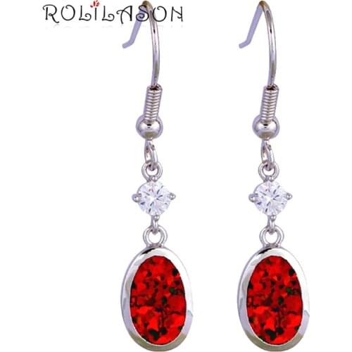 Desinger gifts style Super supplier Wholesale & Retail Orange Fire Opal Silver Stamped Dangle Earrings Fashion Jewelry OE554