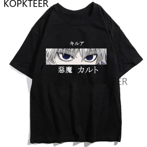 Anime Hunter X Hunter Print T Shirt Killua Zoldyck Devil Eyes Men Women Short Sleeve Harajuku Casual Streetwear Tops T Shirts