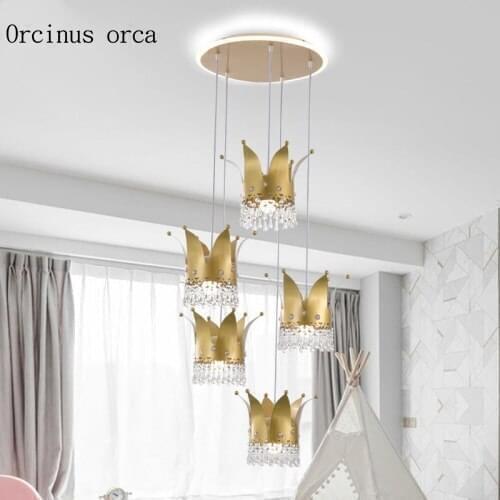 Crystal Crown Chandelier 2020 Creative Luxury Princess Girl Childrens Room Bedside Bedroom Chandelier