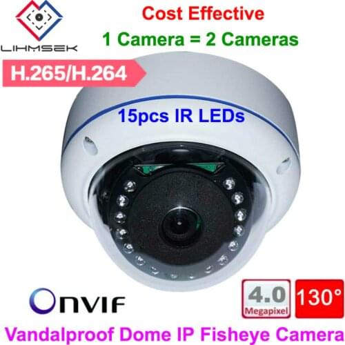 Lihmsek 2017 Indoor Dome Camera 4MP Fisheye Lens 3.0Megapixel 130 Degree Panoramic IP Camera H.265 CMOS IR Night Vision Onvif