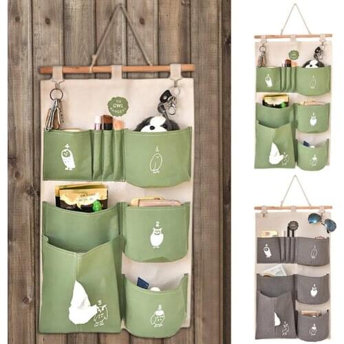 Cute Owl Hanging Storage Bags Door Mounted Wardrobe Wall Hanging Multi-Pocket Storage Bag Container Organizer
