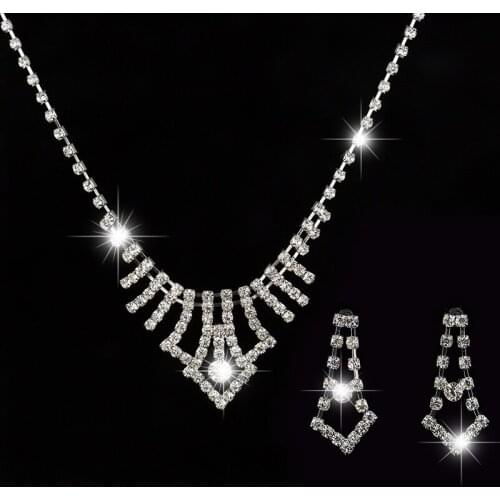 Fashion women 2016 han edition of design high quality wedding bridal crystal rhinestone necklace earrings jewelry gifts #N208