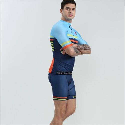 Mens Cycling Jersey Quick Dry Breathable BOESTALK Team Race Clothing Gel Cushion Strap Shorts cycling set