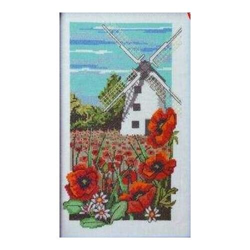 Cross stitch Handmade 14CT Counted Canvas DIY,Cross-stitch kits,Embroidery -Windmill scenery 28-41