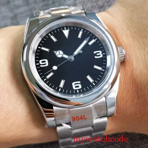 New 36mm Bliger Polished Bezel Bliger Automatic Mens Watch Sapphire Glass NH35 MIYOTA 8215 Movement 904L Bracelet Green Luminous