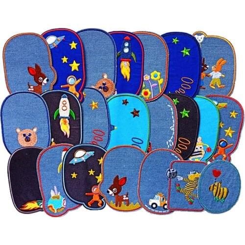 New Alien Space Cartoon Animal Embroidered Patches for Clothes Iron on Jeans Appliques DIY Coat Pants Bags Hat Sticker Decor