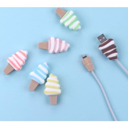 New Ice Cream Style USB Cable Protector colorful Cover For iphone Date Line Protection sleeve Case Protect