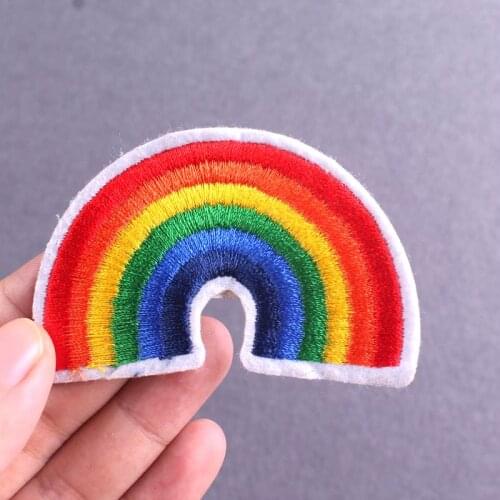 Rainbow (Size:6.5X4.3cm) DIY Cloth Iron On Patch Embroidered Applique Sewing Clothes Stickers Apparel DIY T-shirt Accessories