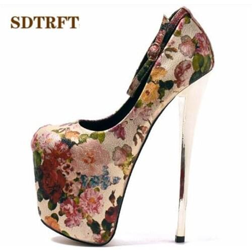 SDTRFT 35-47 zapatos mujer Retro Buckle Stilettos 20cm Thin High-Heeled Cosplay party shoes woman crossdresser platforms pumps