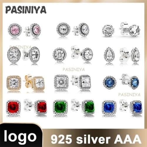 4 Sterling Silver Stud Earrings S925 With Logo Classic Luxury Diamonds Give Girls an Exquisite holiday Birthday Gift