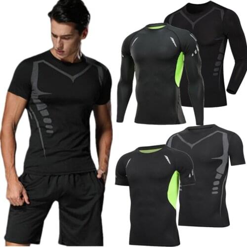 Sportswear For Mens Sports T Shirts Gym Compression Vest Fitness Jogger Running Quick-Dry Training Pro Top Tights Slim Clothes