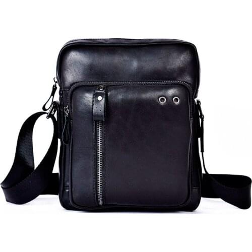 Top Quality Genuine Leather Male Shoulder Messenger bag Cowhide Fashion Cross-body Bag 8" Pad Tote handbag Mochila Satchel bag