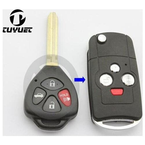 Tuyuet 4 3+1 Buttons Modified Flip Folding Remote Key Shell For Toyota Camry Blanks Case