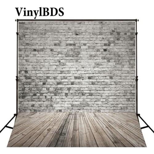 VinylBDS Vintage Gray Brick Wall Background Old Wooden Floor Children Backdrop Newborn Backdrops for Photocall Photo Studio