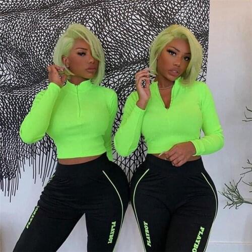 Zhangyunuo Crop Top Women Yoga Long Sleeve Shirt High-neck Long-sleeved Slim Fluorescent T-shirt Workout Sports Deep V Sport Top