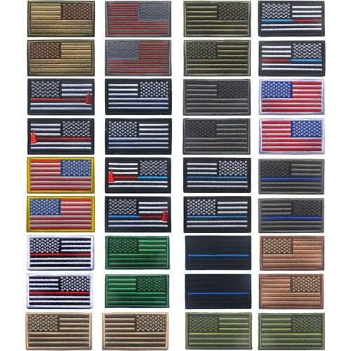 1 Set/2 Pieces United States Flag U.S USA Army Embroidery Badge Embroidered Patch Appliques Hook & Loop Stripes