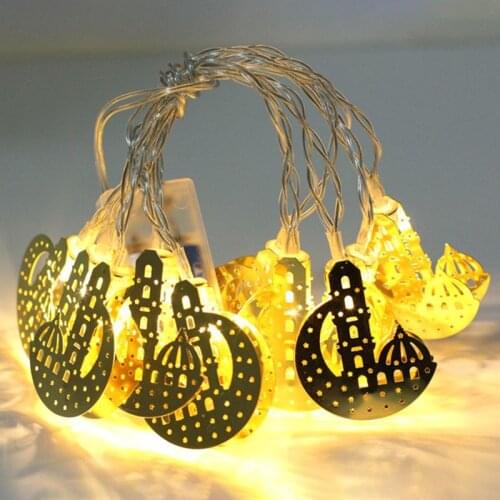 1.65m 10 Lights Moon Castle Lamp LED Eid Mubarak Decorative String Lights Ramadan Kareem Decoration Muslim Islam Party Supplies