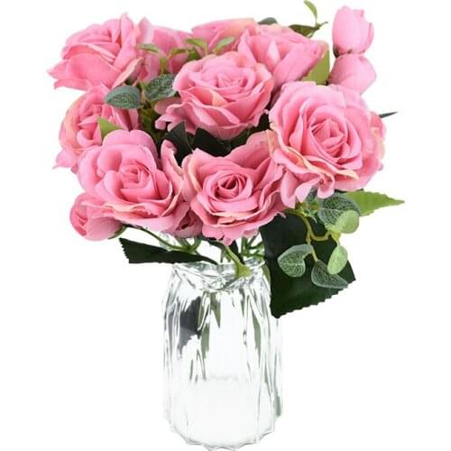 1 Bouquet Home Decor Artificial Roses Flower Bridal Bouquet Romantic Wedding Valentines Day Gifts Party Decoration Fake Flowers