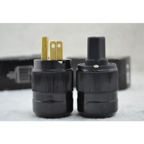 10Pairs 24K Gold Plated P320 US Power Plug Connector+C320 IEC Female Connector HIFI DIY