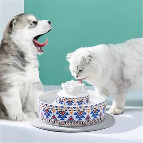 2.1L Ceramic Cat Drinking Water Fountain For Cats Dogs Drinking Automatic Cat Water Fountain Water Dispenser Pet Drinkers Bowls
