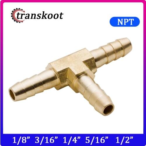 2pcs Brass Pipe Fitting, Brss Hose Tee Joint, Brass Barb Branch Tee for Tube O.D 1/8" 3/16" 1/4" 5/16" 3/8" 1/2" 5/8"