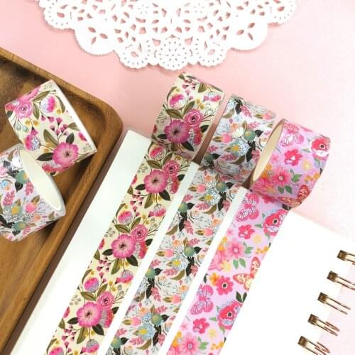 3pcs/set Silver Foil Washi Tape Flower Adhesive Masking Tape Sticker Scrapbooking Stationery