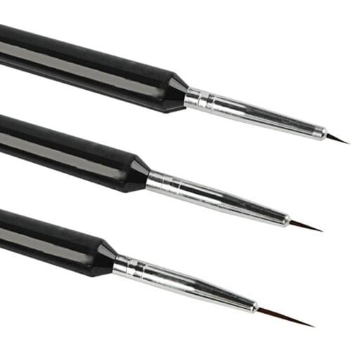 3Pcs/Set UV Gel Nail Polish Pen Gentle Brush Carving Black Acrylic Tip Head Manicure Liner Brush Pen