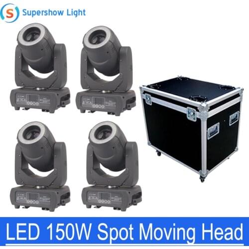 4pcs/lot High Brightness LED Moving Head Spot 150W KTV DJ Gobo Light Spot Club Night Light with Flightcase