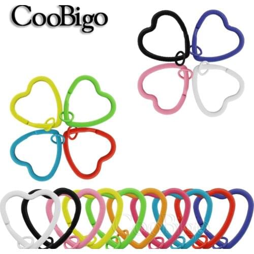 5pcs 30mm Colorful Heart Shape DIY Metal Key Holder Split Rings Unisex Keyring Spray Paint Keychain Jewelry Accessories