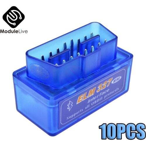 10PCS Super Mini Elm327 Bluetooth OBD2 V2.1 Elm 327 V 2.1 OBD2 Car Diagnostic-Tool Scanner Elm-327 OBDII Adapter Auto Diagnostic