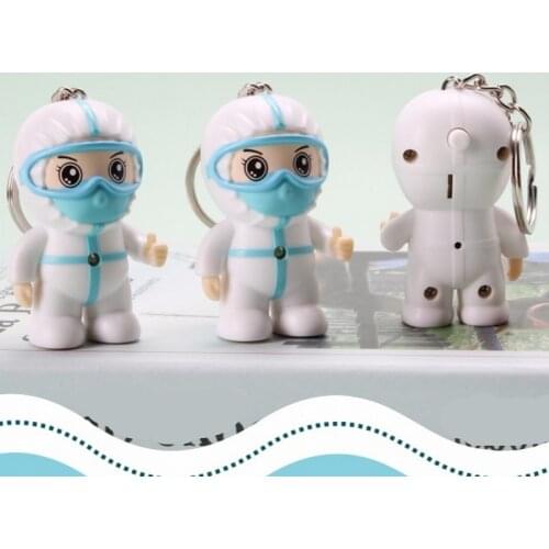 LED Luminous Vocal Nurse Keychain Cartoon Nurse Day Gift White Angel Souvenir Men Women Bag Jewelry Key Chain Pendant Creative