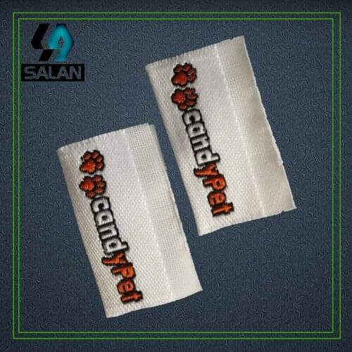 Customize center fold brand garment labels for clothes customdamask woven clothing labels garment fabric sewing emboridered tags