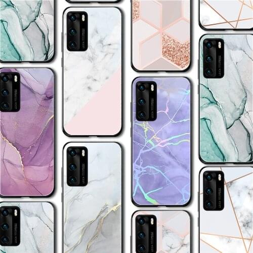 Ciciber Luxury Marble Glass Case for Huawei P40 P30 P20 P Smart 2020 2019 Honor 30 30S 20 10 Mate 40 30 20 Lite Pro Cover Funda