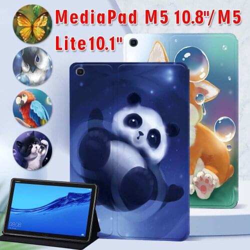 Animal Series Cute Pattern Tablet Case for Huawei MediaPad M5 10.8 Inch / MediaPad M5 Lite 10.1 Inch + Free Stylus