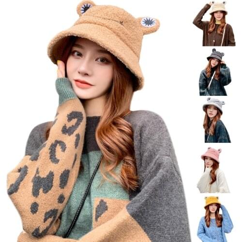 Women Cute Frog Bucket Hat Summer Sunscreen Fisherman Cap Outdoor Windproof Fishing Hunting Sunhat Headwear