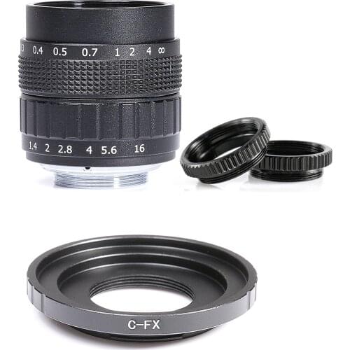 Fujian 50mm f/1.4 APS-C CCTV Lens+adapter ring+2 Macro Ring for Fujifilm X Mount Mirroless Camera XT10/XT20/XT30/X100F