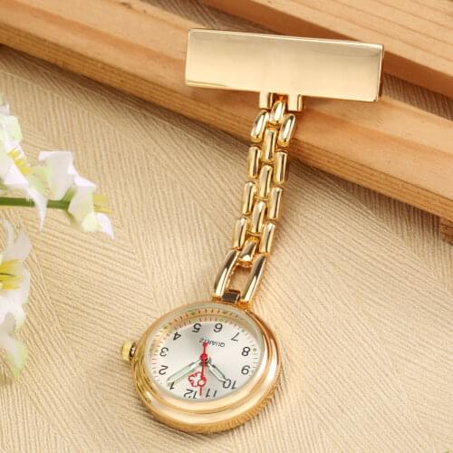 T-type Nurse Watch Noctilucence Luxury Golden Mini Small Clock Simplicity Arabic Numerals Dial Durable Brooch Doctor Watch