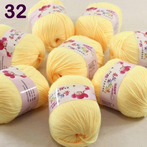 Color Optional 8 ballsX50g Cashmere Silk Velvet Children Hand Kintting Yarn Lemon 18-32