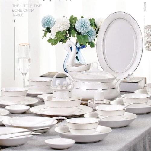 16 People eat Jingdezhen ceramic tableware Dish Rice Bowl Soup Bowl Salad Noodles Bowl Plate Dinnerware Sets Kitchen Tableware