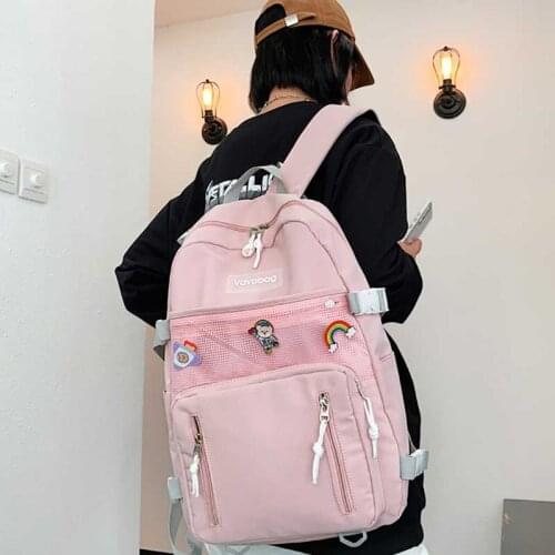 Korean Top School Backpack Womens Students Design Backpacks For Girls Female Bags Large Simple Capacity Solid Color Schoolbag