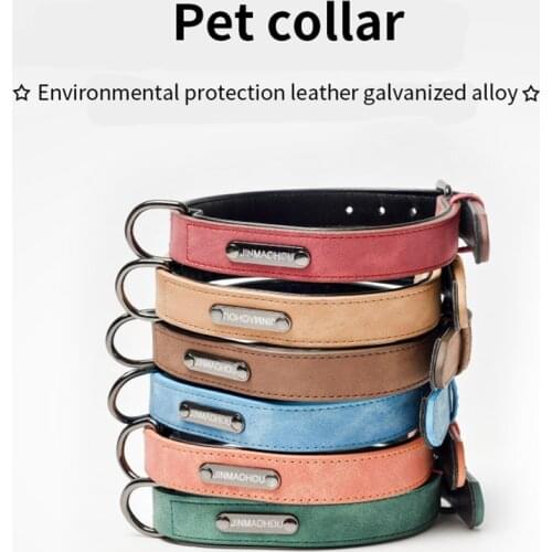 Dog Collar Leather Pet Puppy Collar Adjustable Cats Dogs Collar Waterproof Pet Necklace for Small Medium Large Dogs Neck