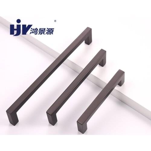 Square Closet Handle Drawer Kitchen Cupboard Pull Furniture Hardware Zinc Alloy Wardrobe Door Handle Hole Pich 128/192mm Z211