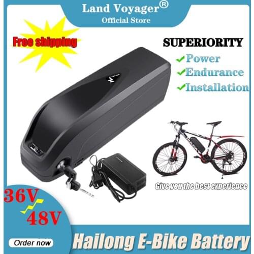 Land Voyager 36V 48V 10Ah 12Ah 15Ah 20Ah Electric Bike Battery Hailong Powerful Bicycle Lithium Battery USB Port with 2A charger